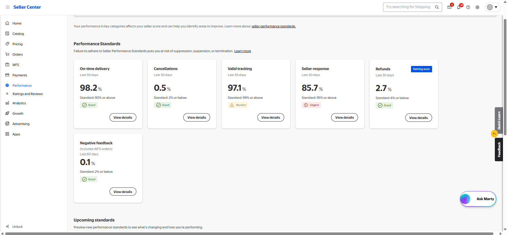 eBay Seller Hub after — 98.84% tracking, Top Rated